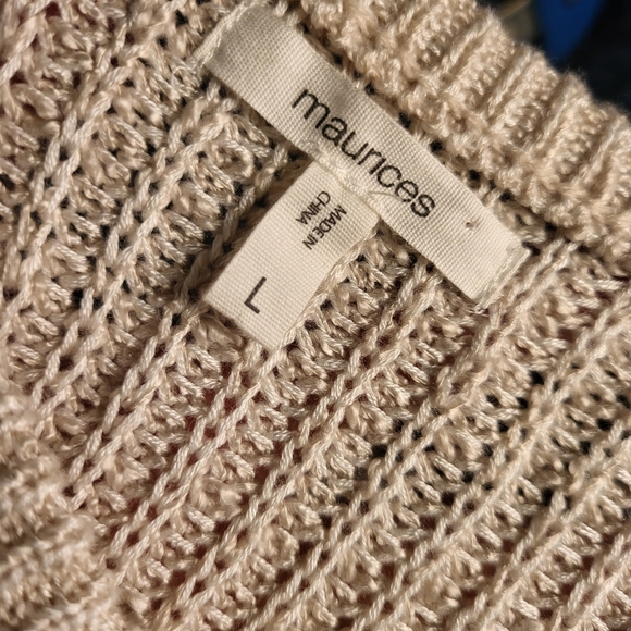 Tri-Tone Sleeveless Hi-Neck Sweater in Beige, Cream & Off-White sz L Maurices - Picture 3 of 3